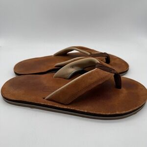 Hari Mari Pier Flip Flops Mens Brown Leather Sandals Size 8‎